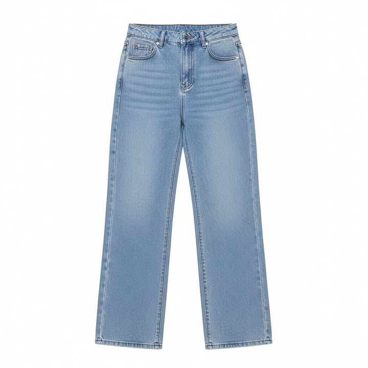 Washed Fashion Straight Jeans Women's Mid Waist