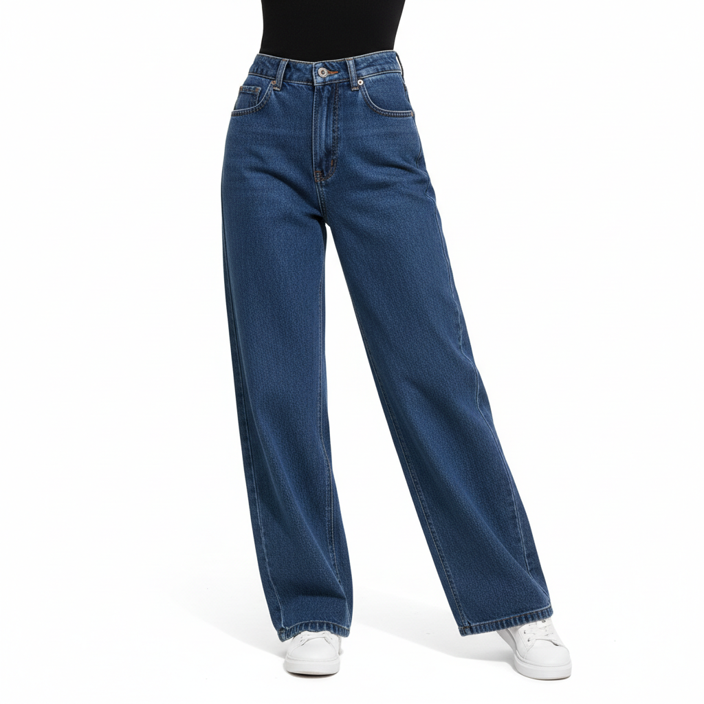Washed Fashion Straight Jeans Women's Mid Waist