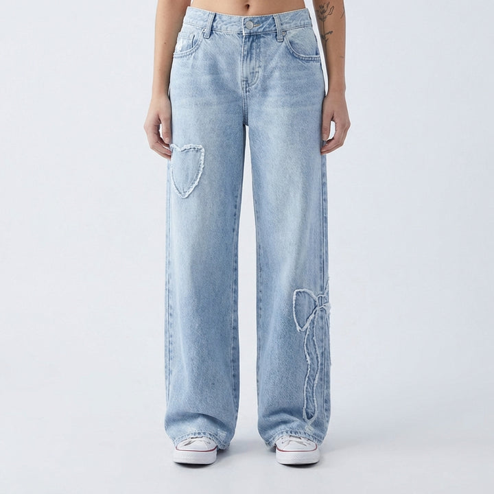 Women's High-Rise Buckle Accent Skinny Jeans – Mid Blue Slim Fit Denim