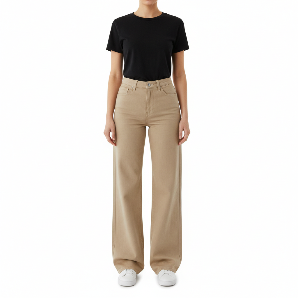 Washed Fashion Straight Jeans Women's Mid Waist