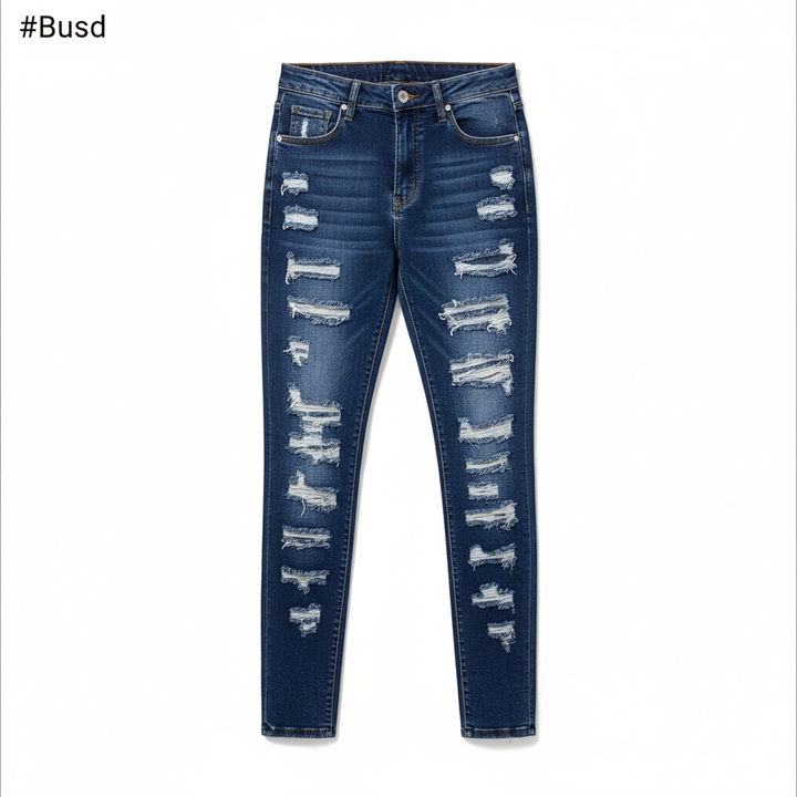 Women's High-Stretch Ripped Cropped Jeans – Slim Fit Street Style Denim