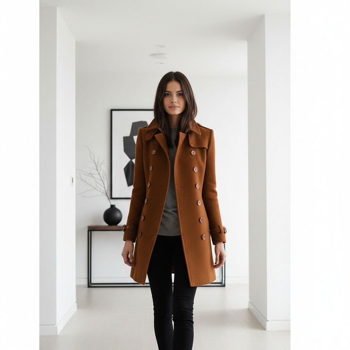 Streetwear Women Jackets Lined Double-breasted Ladies Loose Wool Overcoat Elegant Lapel Solid Pocketed Coats For Autumn Winter
