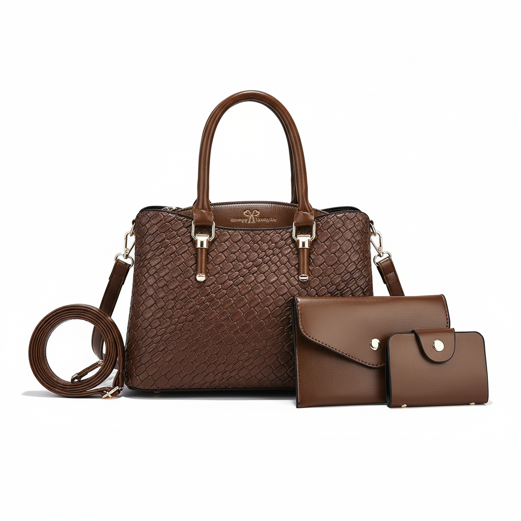 Woven Texture Three-piece Set Large Capacity One Shoulder Combination Bags