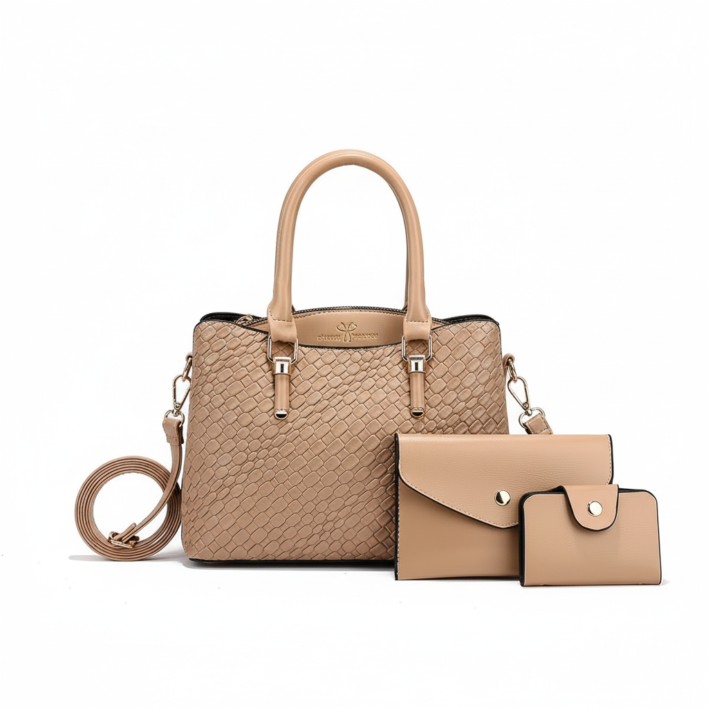Woven Texture Three-piece Set Large Capacity One Shoulder Combination Bags