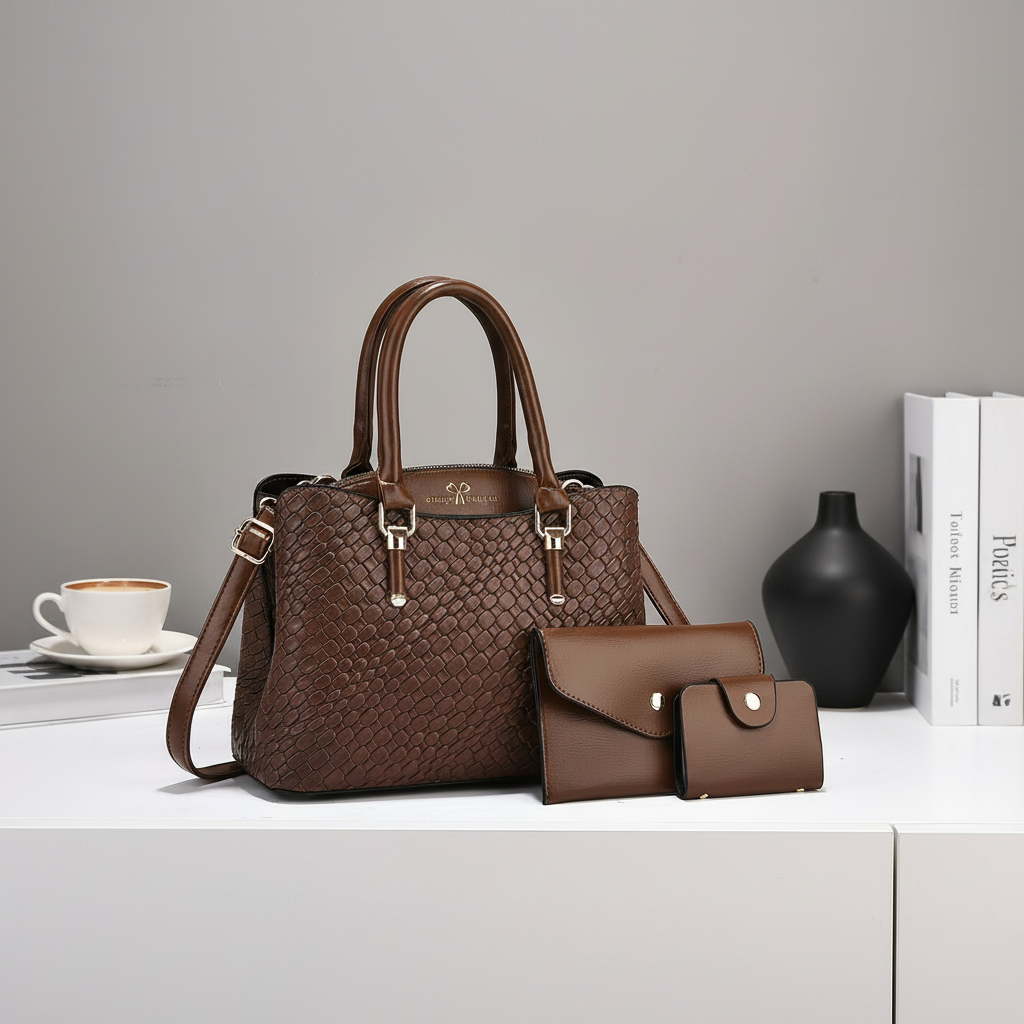 Woven Texture Three-piece Set Large Capacity One Shoulder Combination Bags