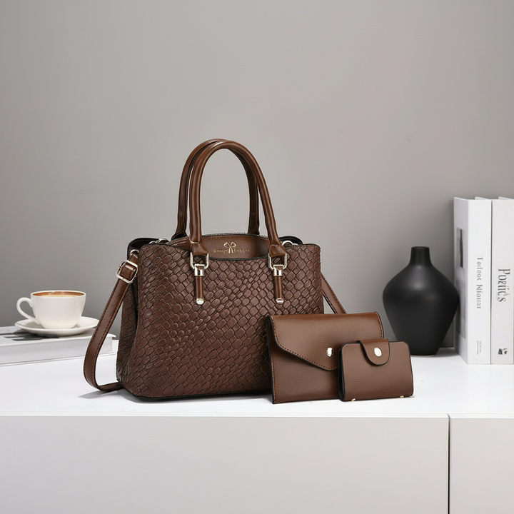 Woven Texture Three-piece Set Large Capacity One Shoulder Combination Bags