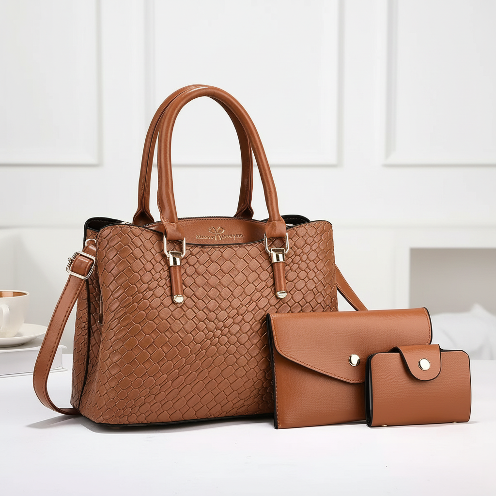 Woven Texture Three-piece Set Large Capacity One Shoulder Combination Bags
