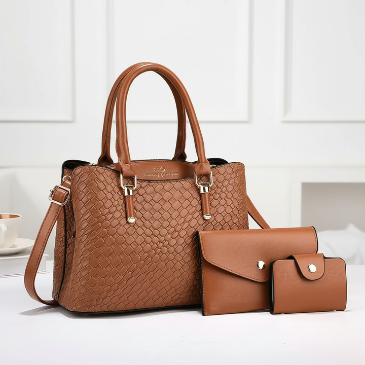 Woven Texture Three-piece Set Large Capacity One Shoulder Combination Bags