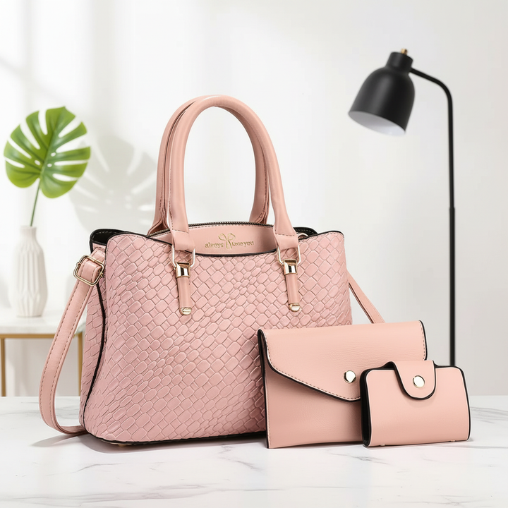 Woven Texture Three-piece Set Large Capacity One Shoulder Combination Bags
