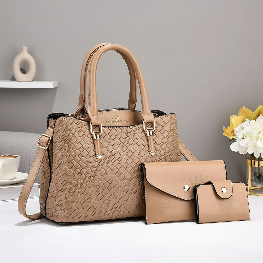 Woven Texture Three-piece Set Large Capacity One Shoulder Combination Bags
