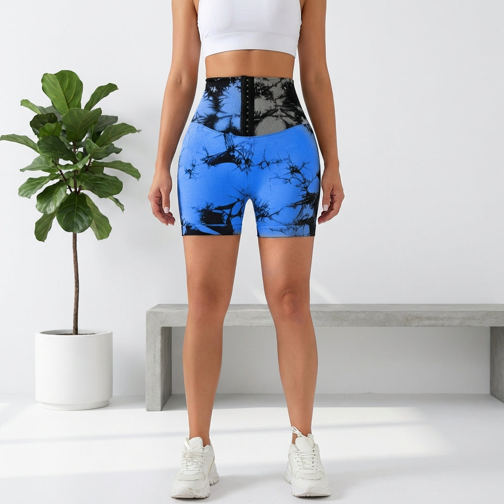 3-Pack Seamless Tie-Dye Scrunch Butt Shorts – High-Waisted Tummy Control Workout Shorts