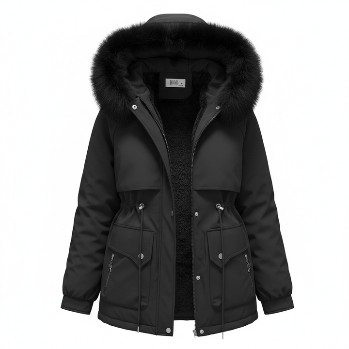 Fur Collar Fashionable All-matching Jacket Hooded Warm Cotton-padded Coat