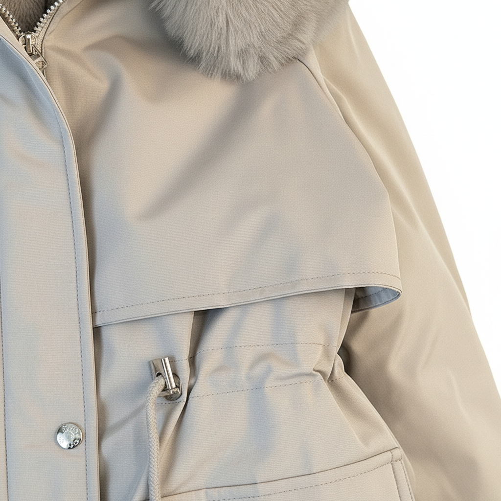 Fur Collar Fashionable All-matching Jacket Hooded Warm Cotton-padded Coat