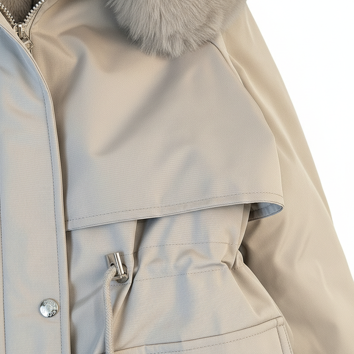 Fur Collar Fashionable All-matching Jacket Hooded Warm Cotton-padded Coat