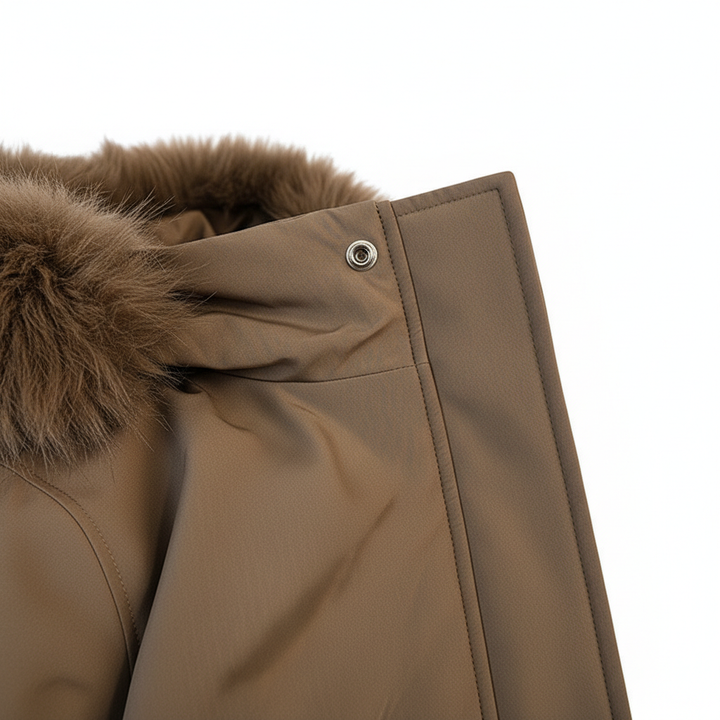 Fur Collar Fashionable All-matching Jacket Hooded Warm Cotton-padded Coat