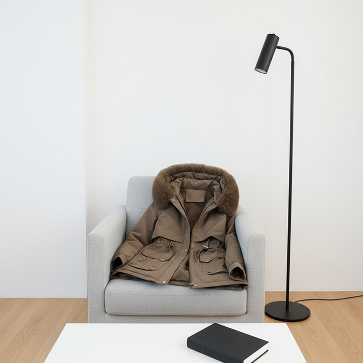 Fur Collar Fashionable All-matching Jacket Hooded Warm Cotton-padded Coat