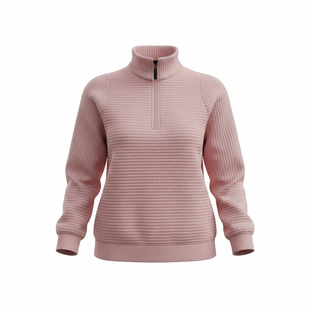 Zipper Stand Collar Pullover Sweatshirt Fashion Solid Striped Long Sleeve Top Spring And Autumn Women's Clothing