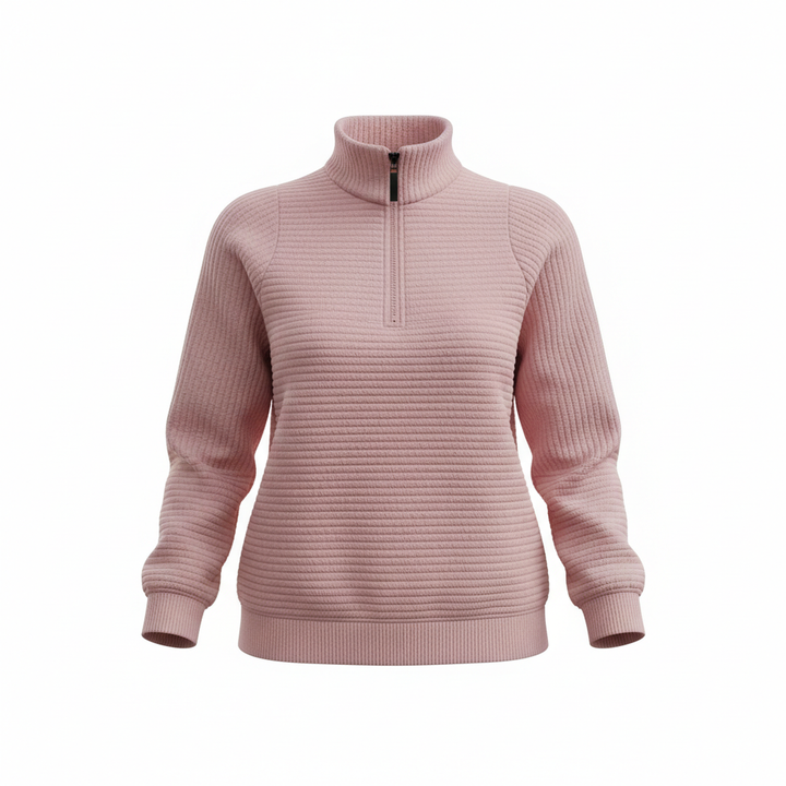Zipper Stand Collar Pullover Sweatshirt Fashion Solid Striped Long Sleeve Top Spring And Autumn Women's Clothing