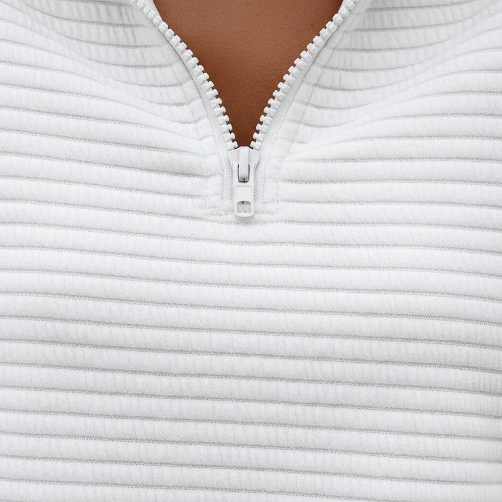 Zipper Stand Collar Pullover Sweatshirt Fashion Solid Striped Long Sleeve Top Spring And Autumn Women's Clothing