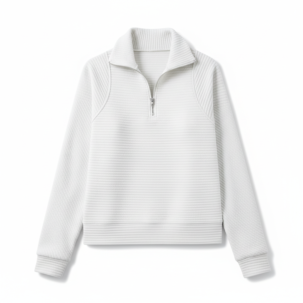 Zipper Stand Collar Pullover Sweatshirt Fashion Solid Striped Long Sleeve Top Spring And Autumn Women's Clothing