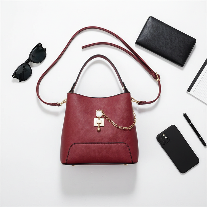 Fashion PU Leather Bucket Handbag – Women’s Top Handle Shoulder & Crossbody Bag
