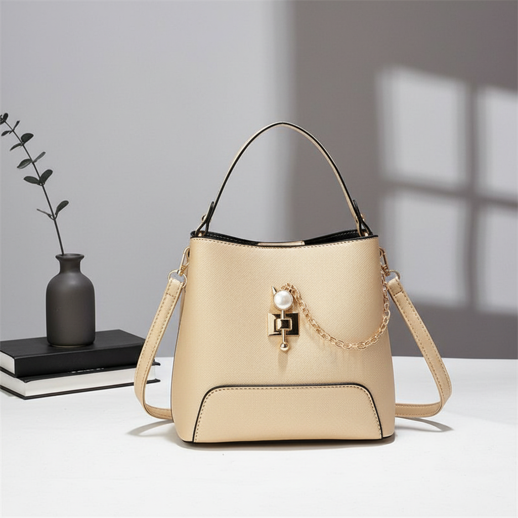Fashion PU Leather Bucket Handbag – Women’s Top Handle Shoulder & Crossbody Bag