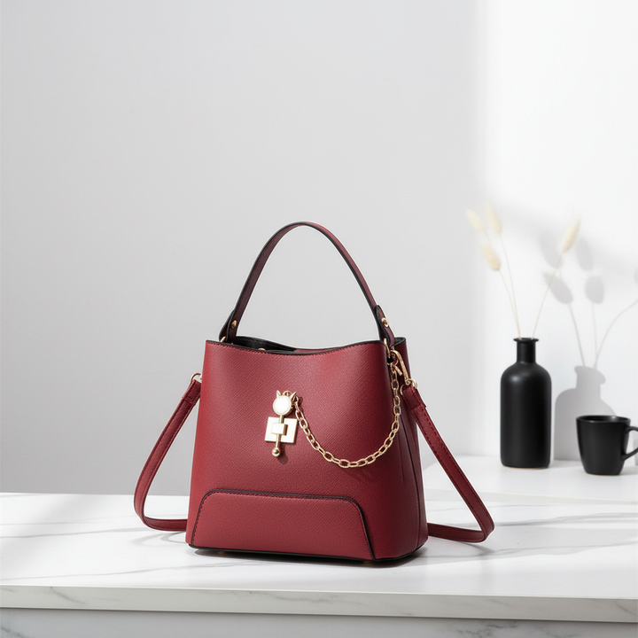 Fashion PU Leather Bucket Handbag – Women’s Top Handle Shoulder & Crossbody Bag
