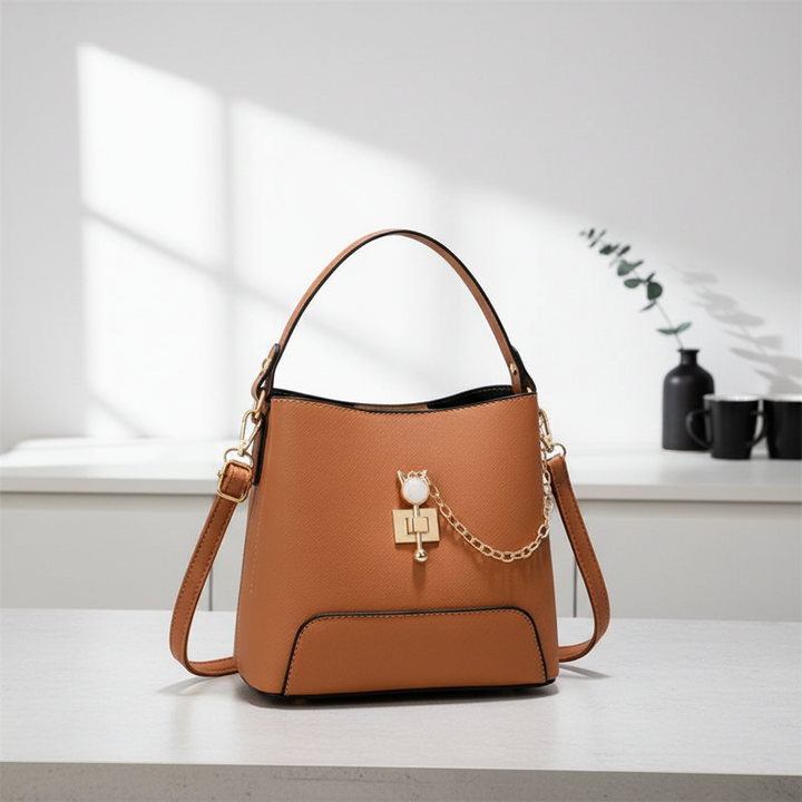 Fashion PU Leather Bucket Handbag – Women’s Top Handle Shoulder & Crossbody Bag