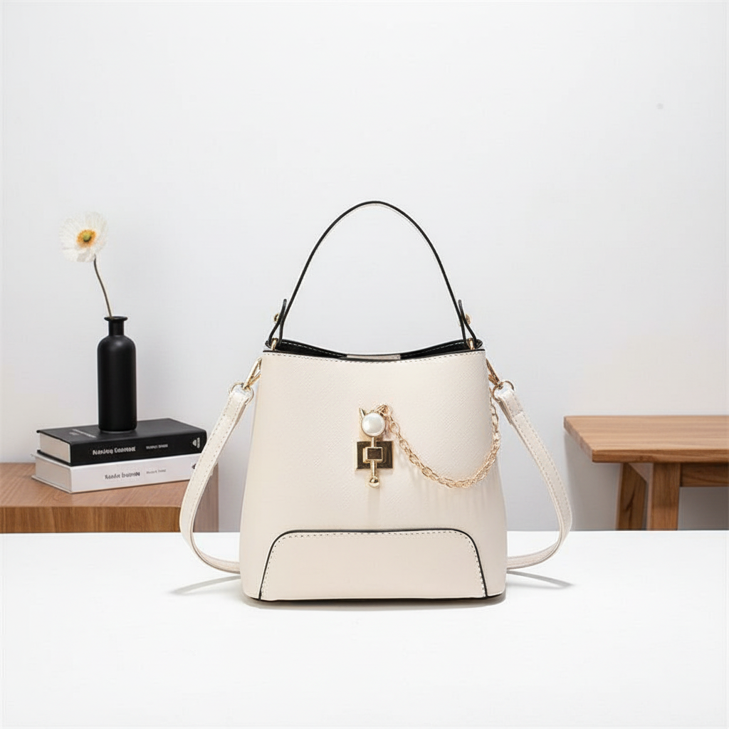 Fashion PU Leather Bucket Handbag – Women’s Top Handle Shoulder & Crossbody Bag