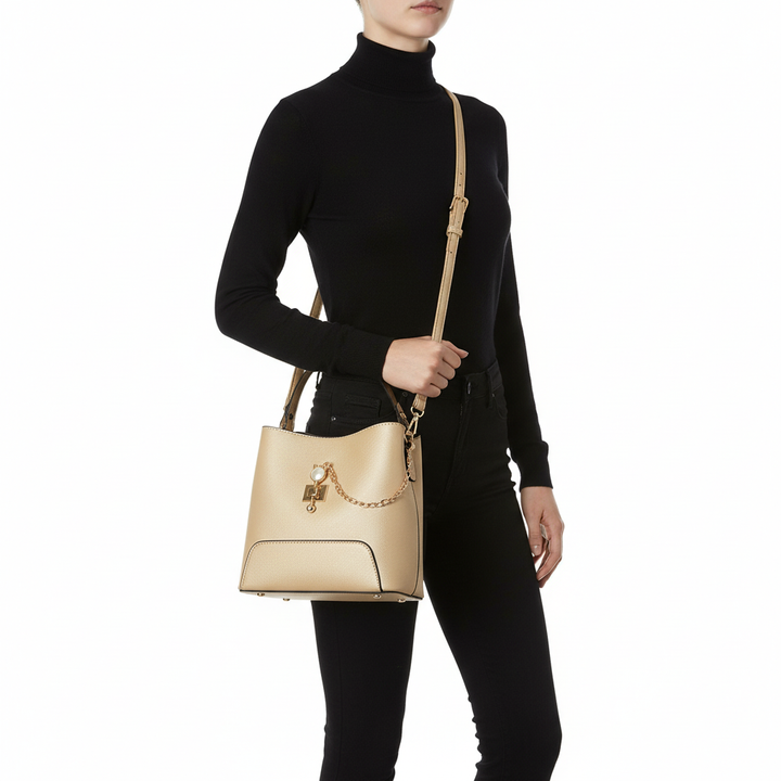 Fashion PU Leather Bucket Handbag – Women’s Top Handle Shoulder & Crossbody Bag