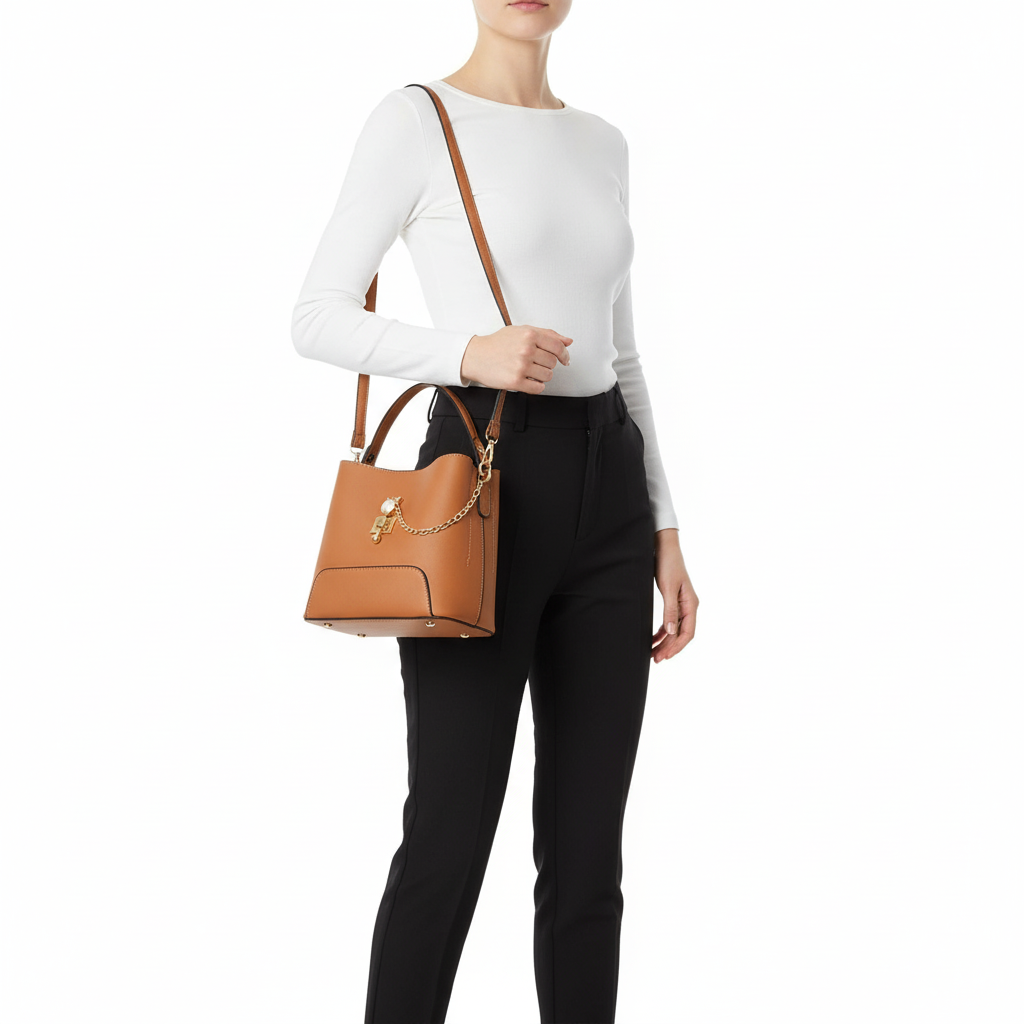 Fashion PU Leather Bucket Handbag – Women’s Top Handle Shoulder & Crossbody Bag