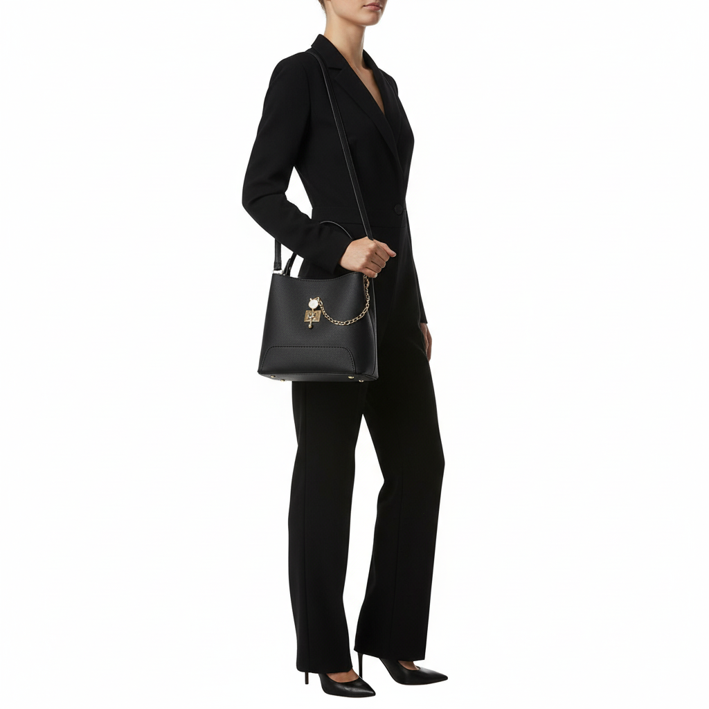 Fashion PU Leather Bucket Handbag – Women’s Top Handle Shoulder & Crossbody Bag