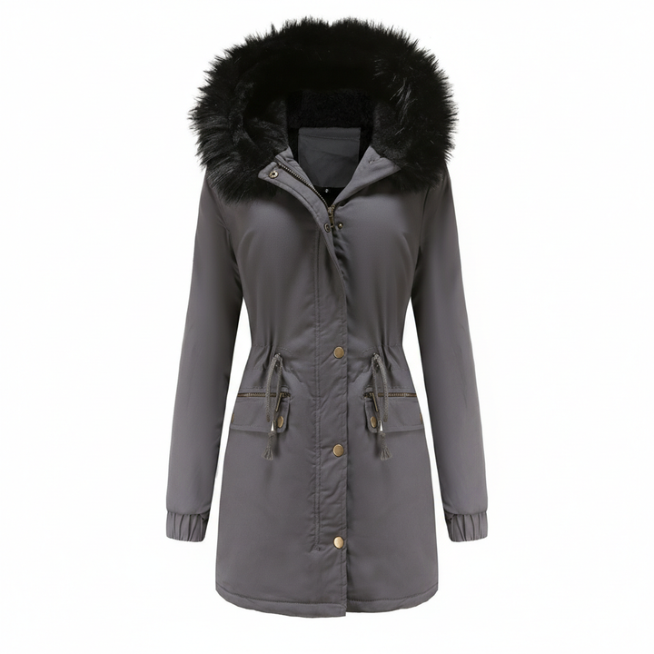 Women's Plush Hooded Parkas Winter Warm Thick  Zip-up Jackets Casual Mid-length Solid Buckle Pockets Coat Outerwear Clothing