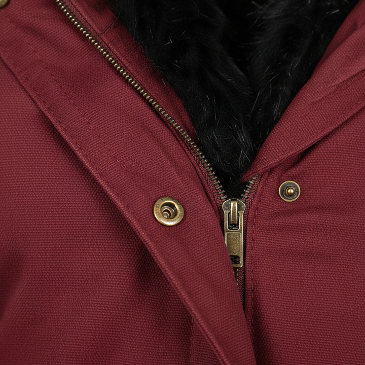 Women's Plush Hooded Parkas Winter Warm Thick  Zip-up Jackets Casual Mid-length Solid Buckle Pockets Coat Outerwear Clothing