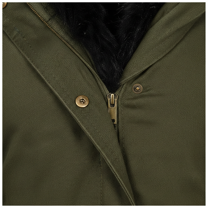 Women's Plush Hooded Parkas Winter Warm Thick  Zip-up Jackets Casual Mid-length Solid Buckle Pockets Coat Outerwear Clothing