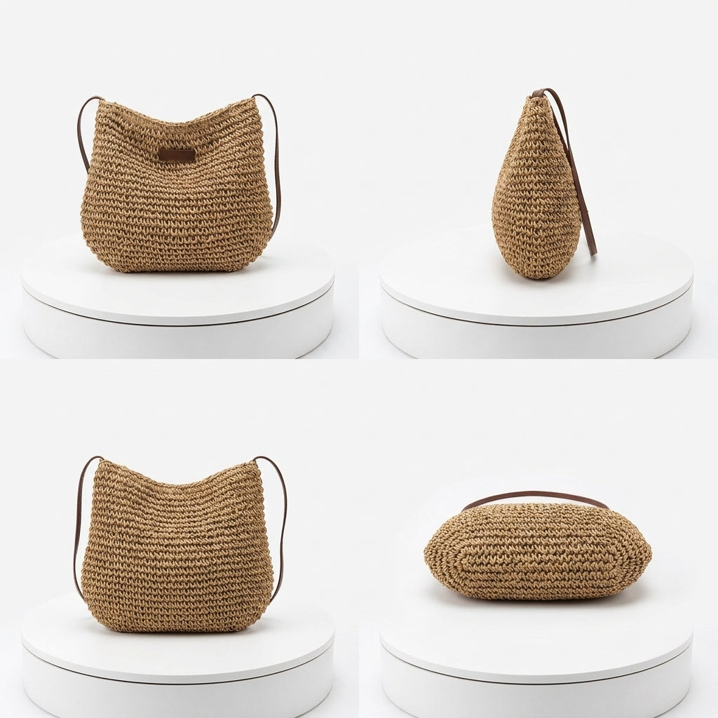 Woven Straw Shoulder Bag – Stylish Summer Handbag