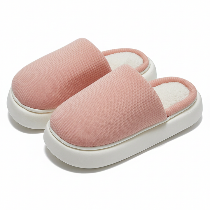 New Simple Pure Color Comfort Knitted Fabric Couple Latex Home Cotton Slippers