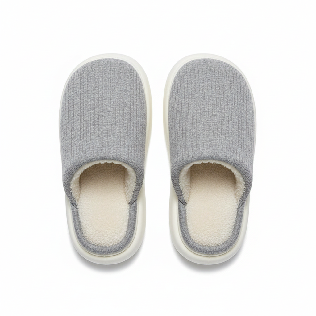 New Simple Pure Color Comfort Knitted Fabric Couple Latex Home Cotton Slippers