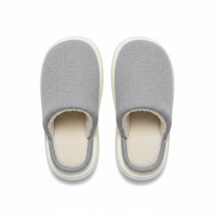 New Simple Pure Color Comfort Knitted Fabric Couple Latex Home Cotton Slippers