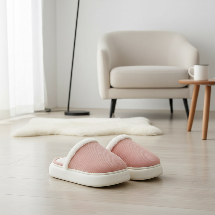 New Simple Pure Color Comfort Knitted Fabric Couple Latex Home Cotton Slippers
