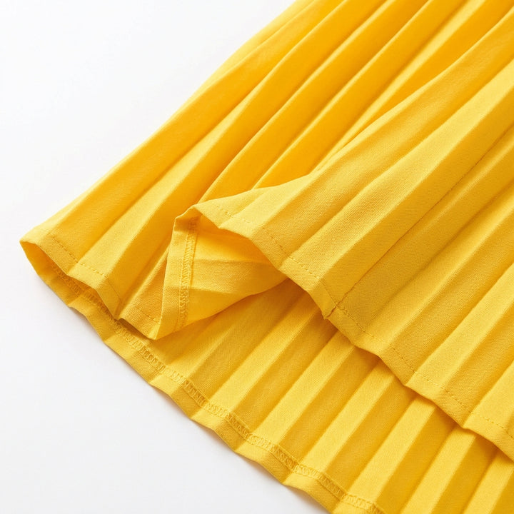 Short Sleeve Pleated Long Dress Summer Round Neck Dress Women's Clothing