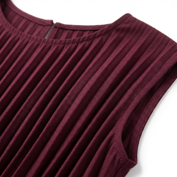 Short Sleeve Pleated Long Dress Summer Round Neck Dress Women's Clothing