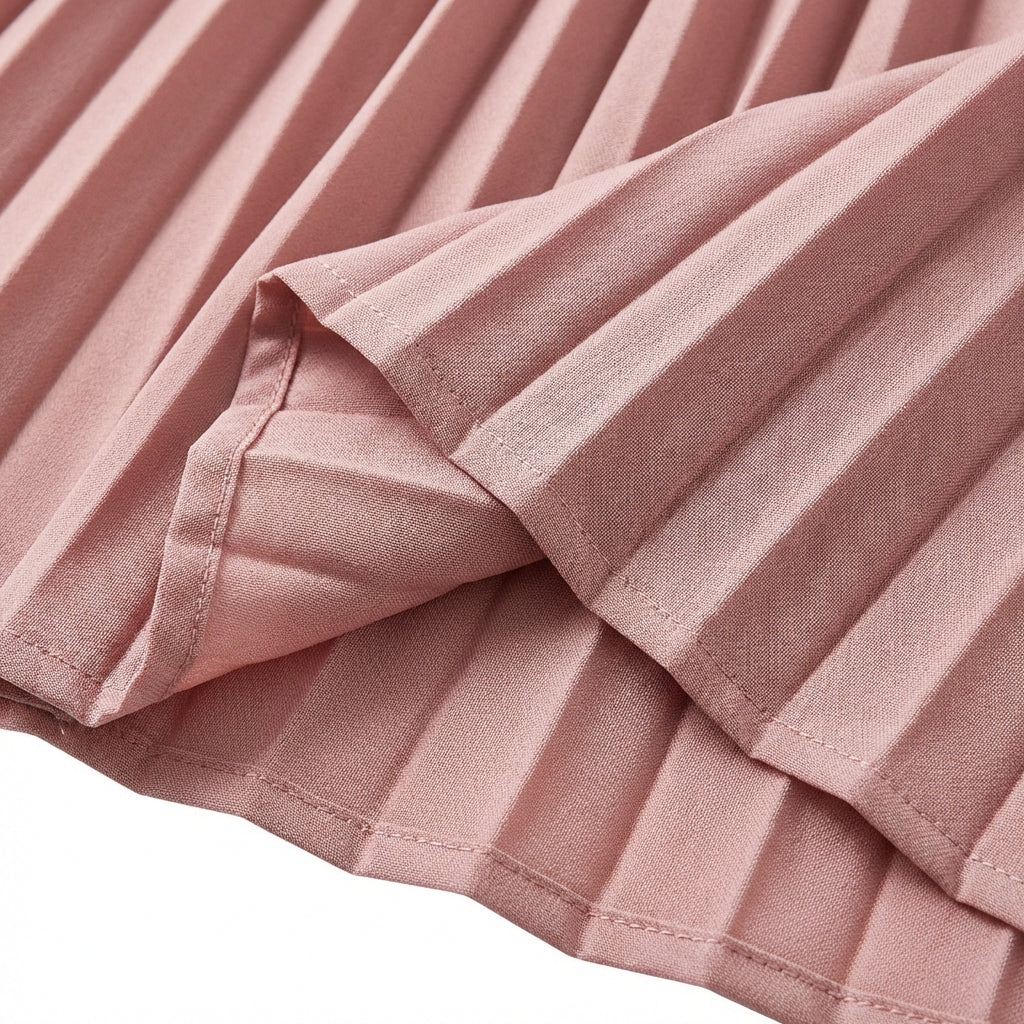 Short Sleeve Pleated Long Dress Summer Round Neck Dress Women's Clothing