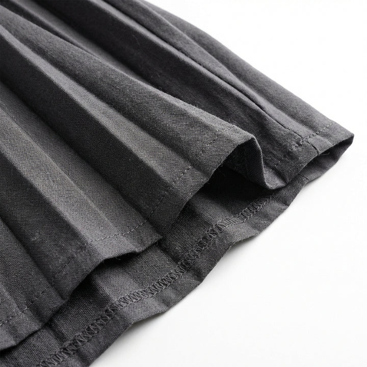 Short Sleeve Pleated Long Dress Summer Round Neck Dress Women's Clothing