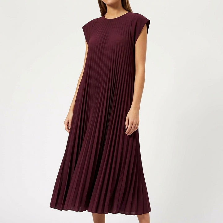 Short Sleeve Pleated Long Dress Summer Round Neck Dress Women's Clothing