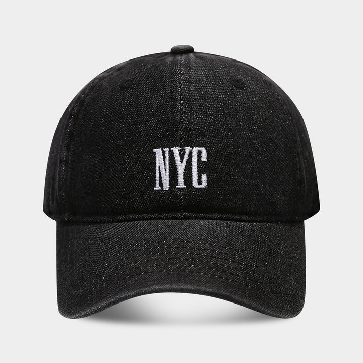 American Retro Denim Alphabet Peaked Cap