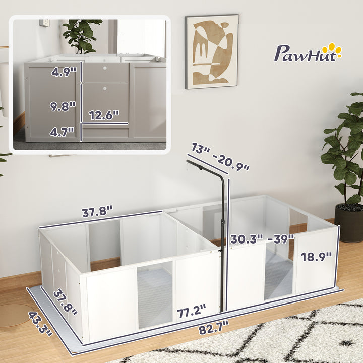 Whelping Box for Dogs w/ Retractable Light Stand, Waterproof Pee Pad & Adjustable Height Door for Medium Breed Dogs