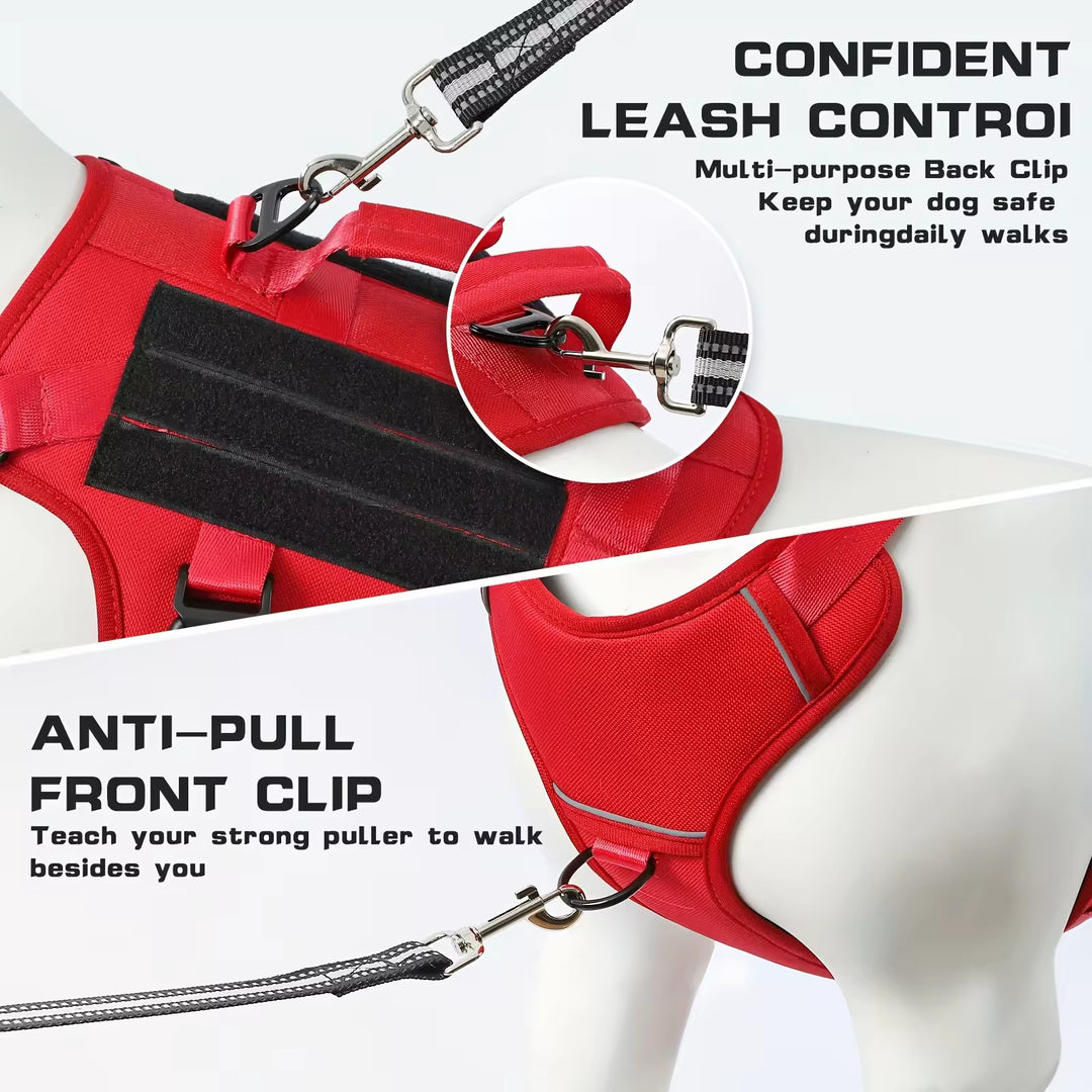 Tactical Dog Harness – Adjustable No-Pull Reflective Vest for Large Dogs