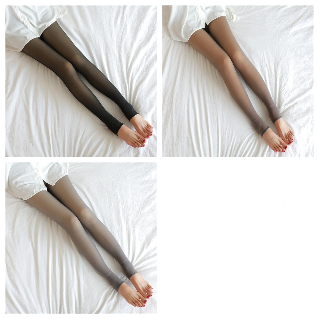 Fake Translucent Fleece-Lined Thermal Tights – Winter Warm Pantyhose