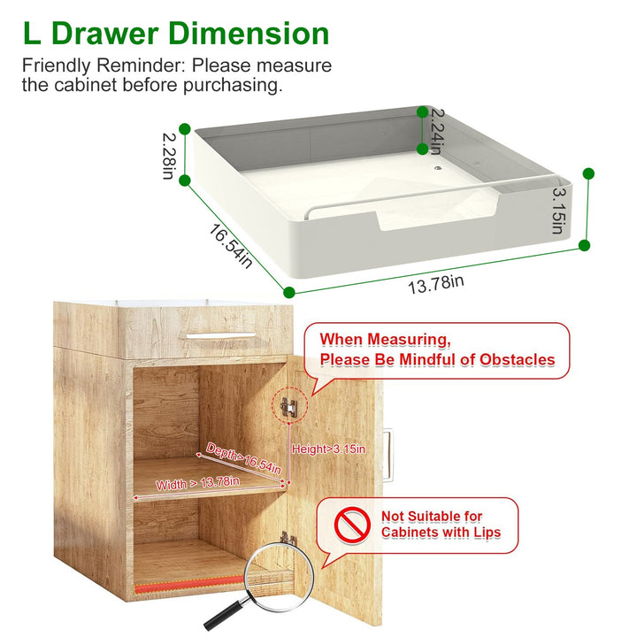 2Pcs Pull Out Cabinet Organizers Sliding Shelf Spice Rack Carbon Steel Roll Out Drawers Fixed With Adhesive Nano Film With Handle 55LBS Max Load